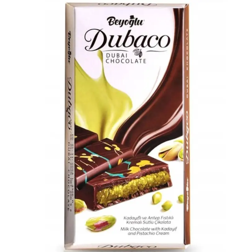 Beyoglu Dubaco Dubai Pistachio Kataifi Milk Chocolate Bar – 200G Sharing Size 1