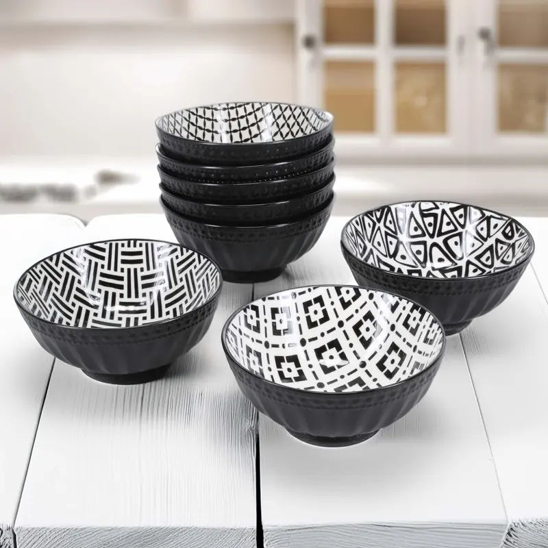 Bia Cordon Bleu Arpeggio Noir Ribbed Bowls – Set Of 8 Modern Tableware 1