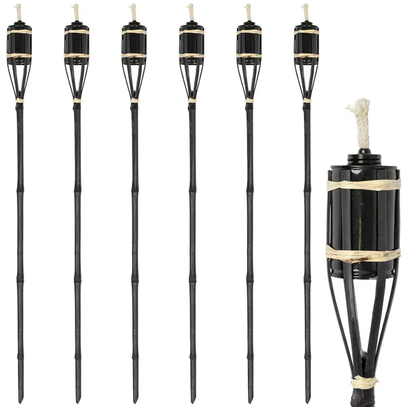 Black Bamboo Garden Fire Torches – 113Cm, Set Of 6 1
