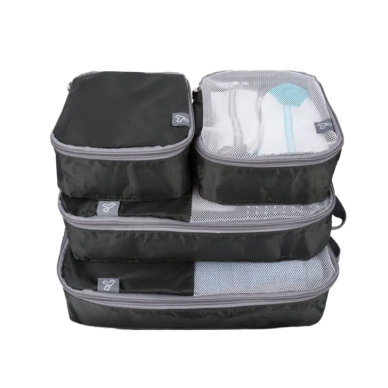 Black Soft-Sided Packing Cubes – Travel Organization Set Of 4 1