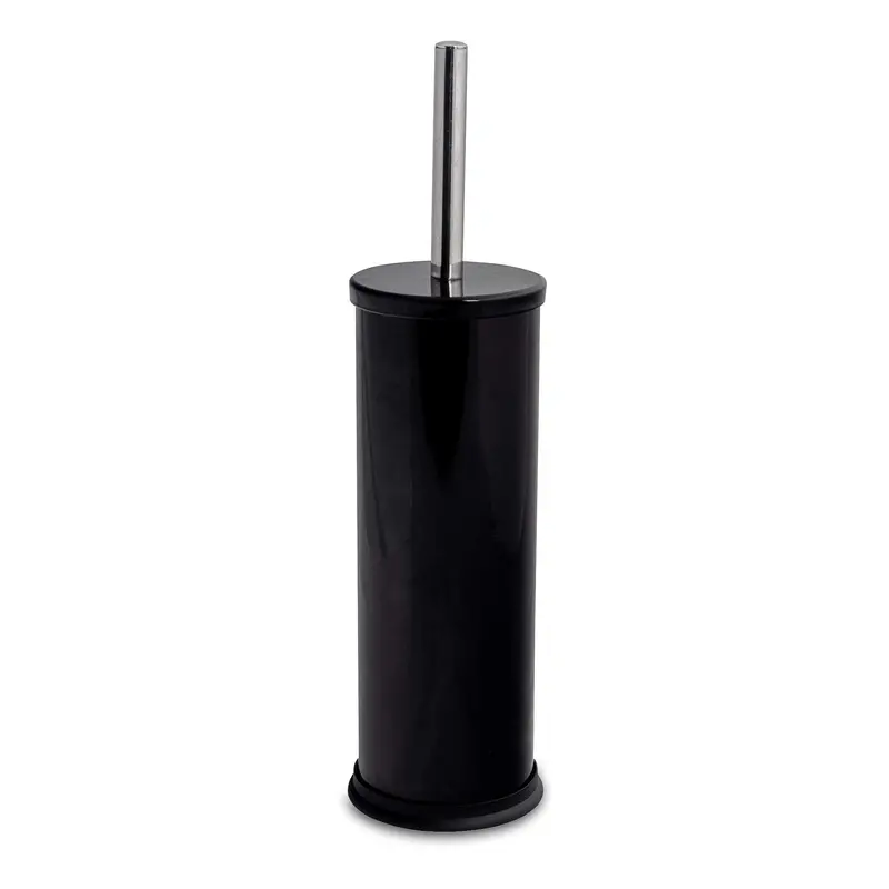 Black Stainless Steel Round Toilet Brush And Holder Set 1