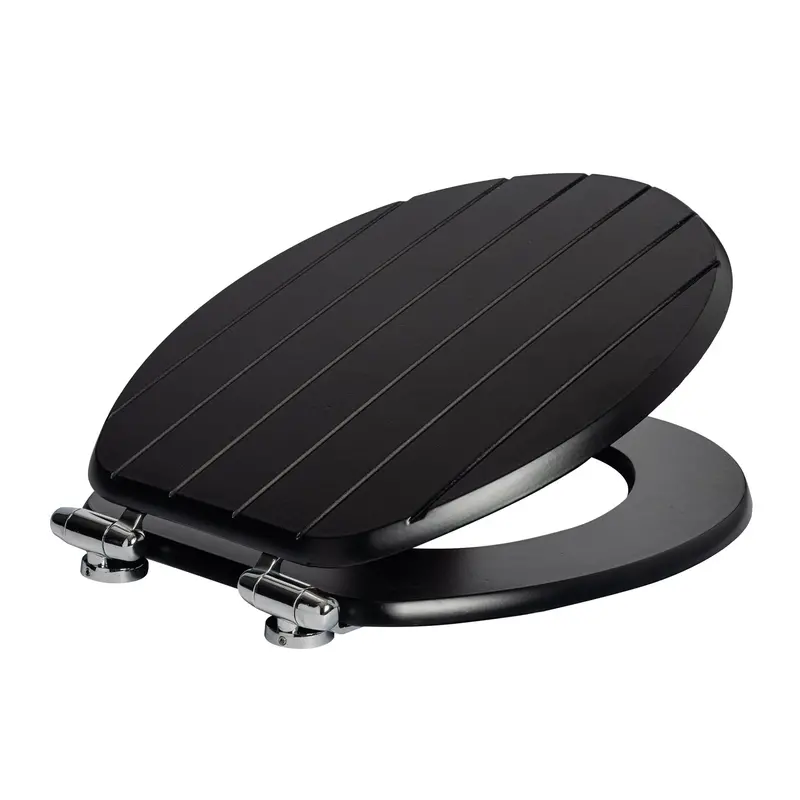 Black Tongue-And-Groove Soft-Close Toilet Seat 1