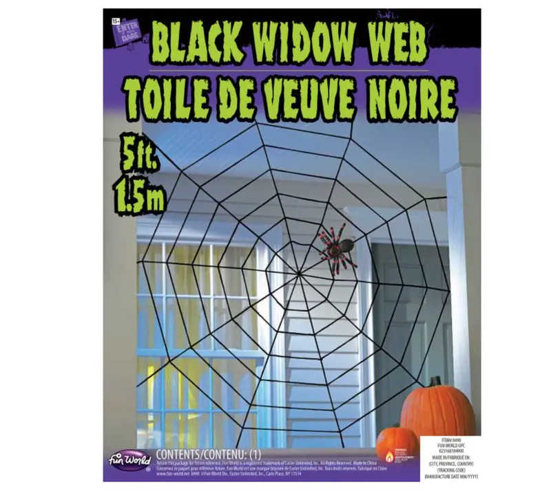 Black Widow Themed Decorative Rope With Spider Web Design – 5 Feet 1