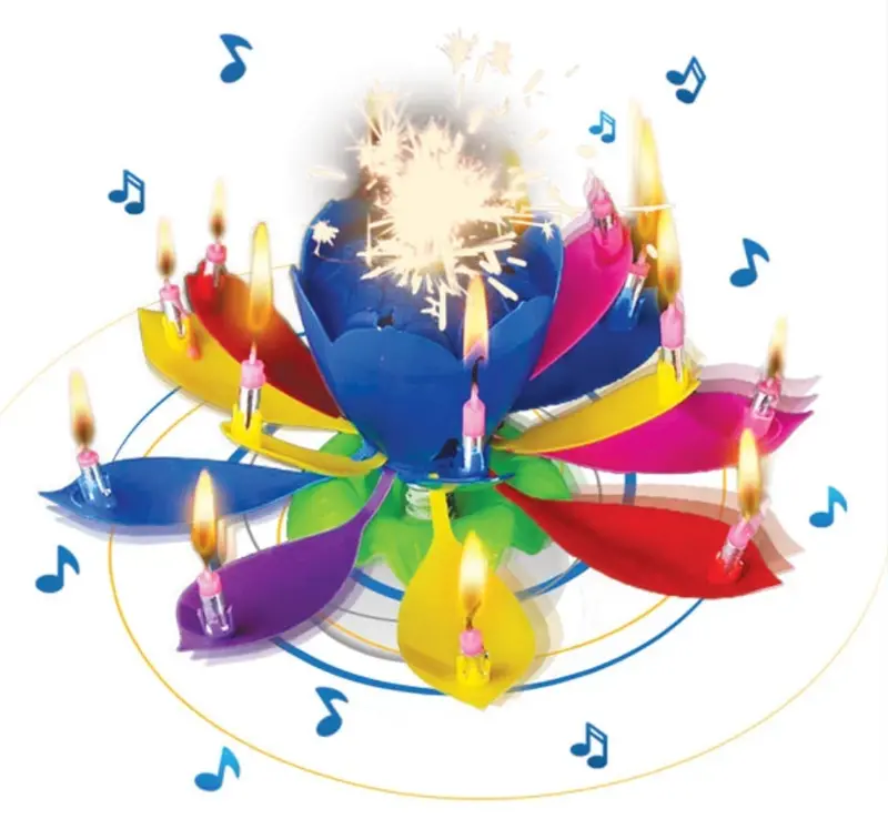 Blossom Magic Musical Flower Candle Set – 14-Piece Animated Candles 1