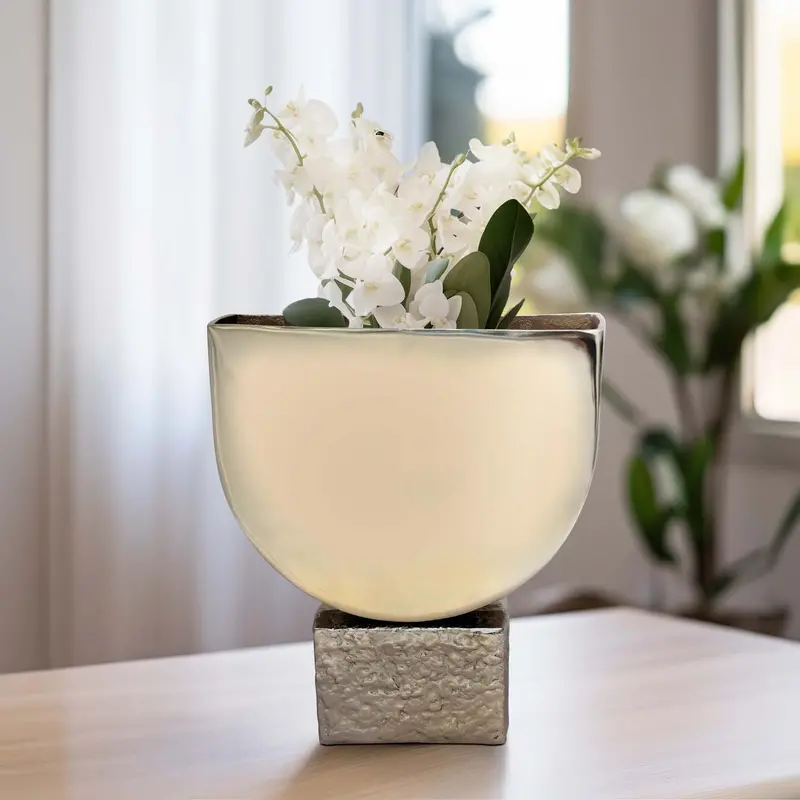 Blu By Sabavi Home Ophelia Vase – Slim Gold Pedestal Centerpiece For Stems 1