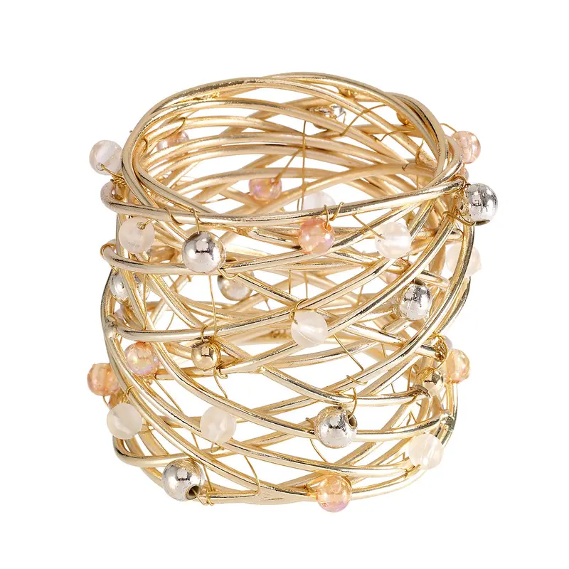 Bodrum Linens Beaded Lattice Napkin Rings – Set Of 4 1