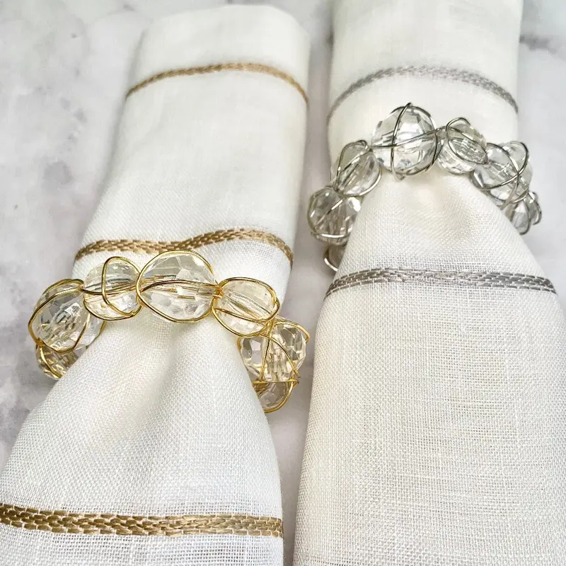 Bodrum Linens Crystal Bauble Accent Napkin Rings – Set Of Four 1