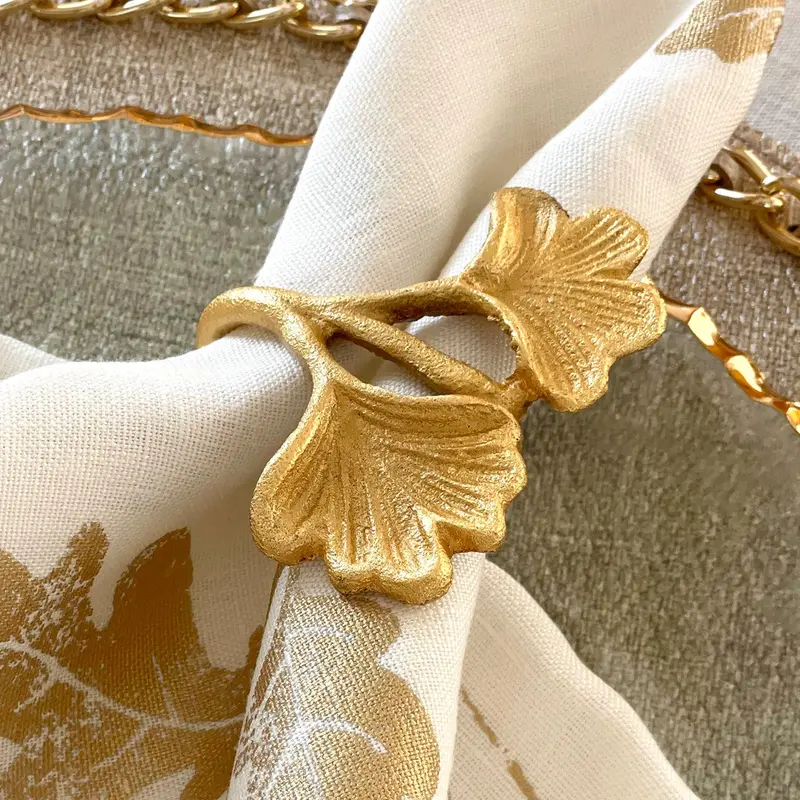 Bodrum Linens Ginkgo Leaf Napkin Rings – Set Of 4 1