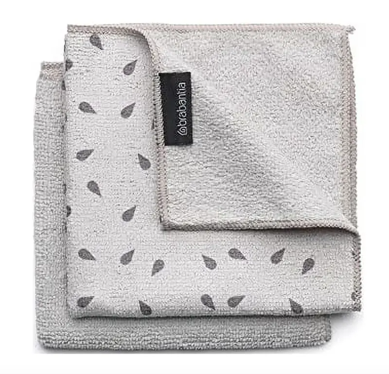 Brabantia Microfiber Cleaning Cloths (2-Pack) – Ultra-Soft, Absorbent, Light Grey 1