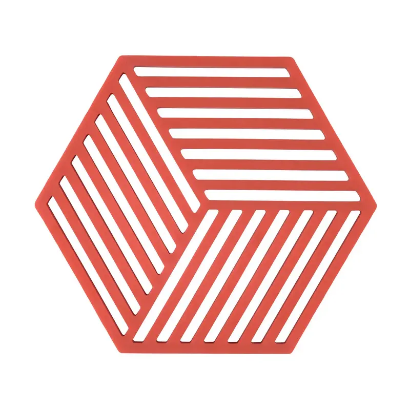 Burned Red Hexagon Trivet – Modern Silicone-Reinforced Heat Protector 1