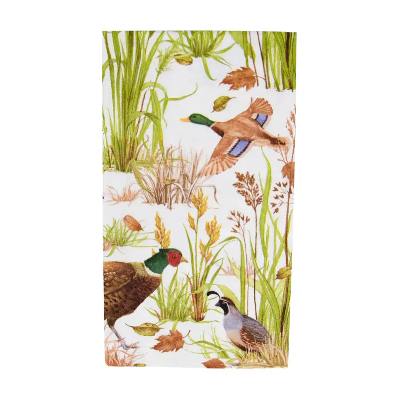 Caspari Birds Of A Feather Guest Towel Napkins – Stylish Print, 15-Pack 1