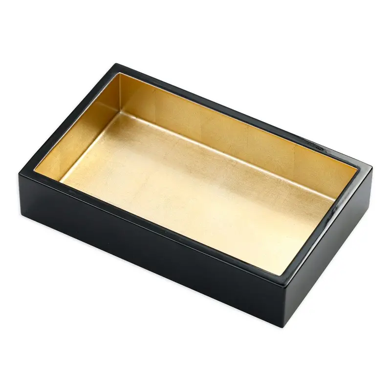 Caspari Black-And-Gold Lacquered Guest Towel Napkin Holder 1