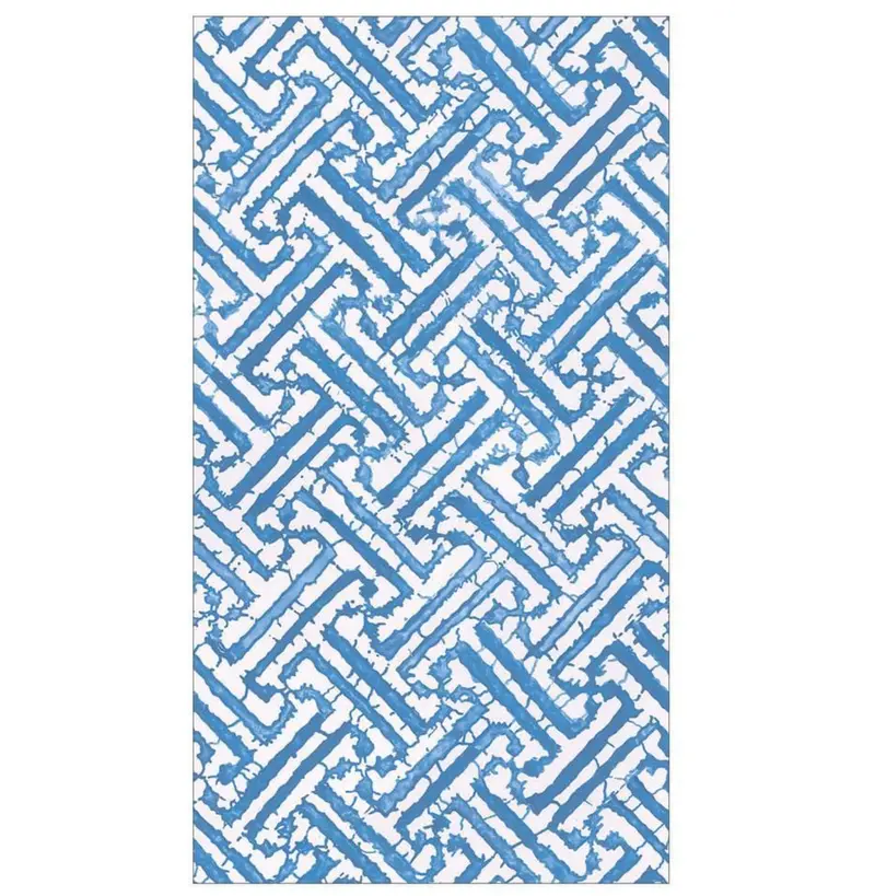 Caspari Blue Fretwork Pattern Paper Napkins – Guest Towel Style, 15-Pack 1