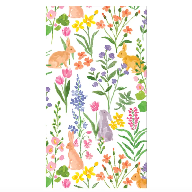 Caspari Bunny Field Guest Towels – Decorative Disposable Paper Towels (15 Count) 1