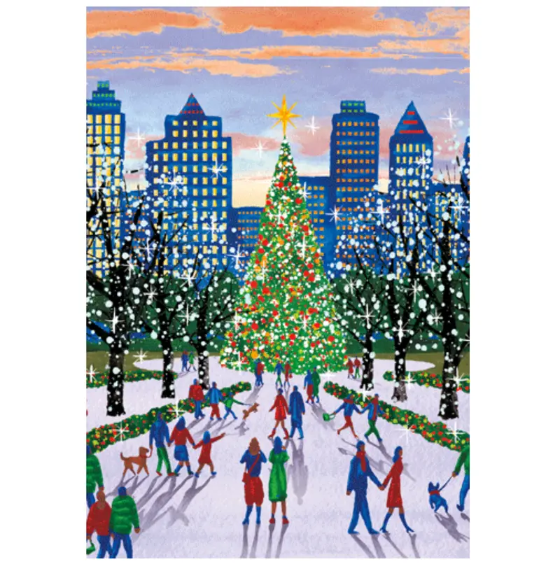 Caspari City Christmas Tree Greeting Card With Envelope (Single) 1
