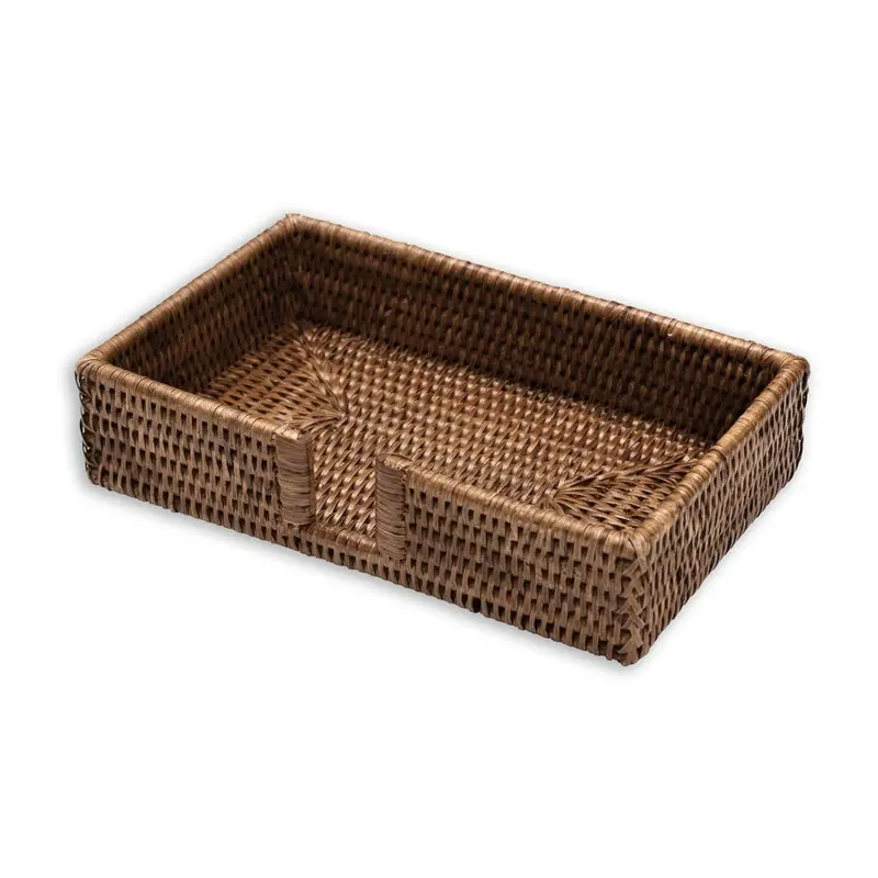 Caspari Dark Natural Rattan Guest Towel Napkin Holder 1