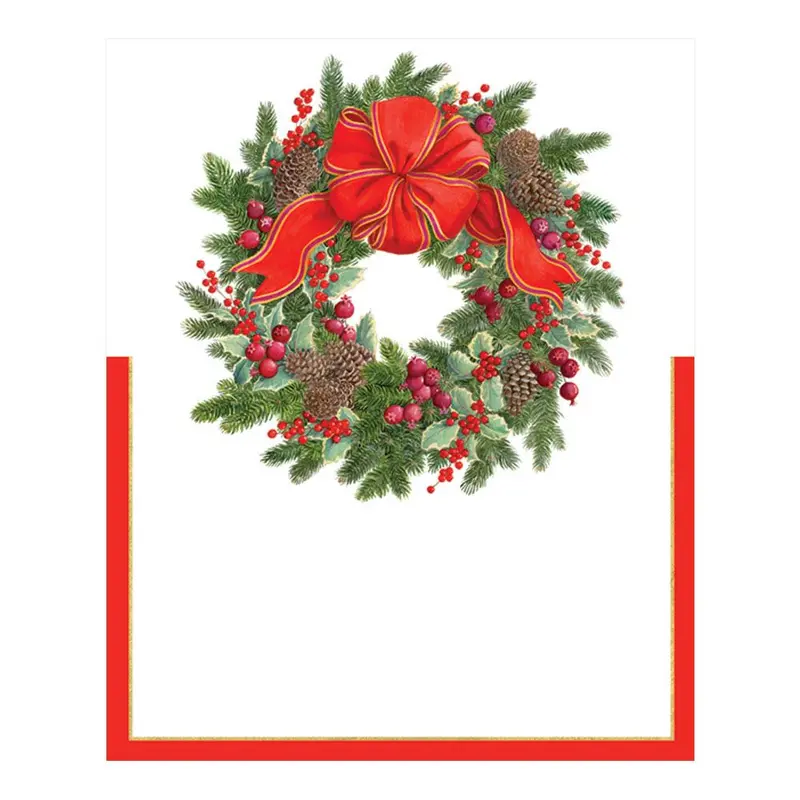 Caspari Evergreen Wreath Place Cards – Die-Cut Design (8-Pack) 1
