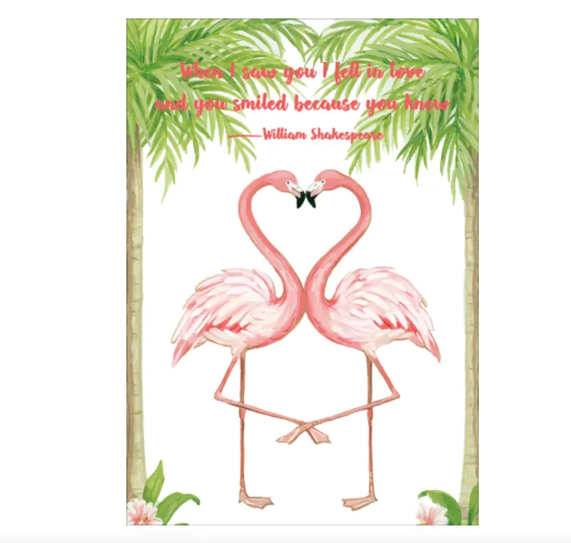 Caspari Flamingo-Themed Anniversary Card And Envelope Set 1