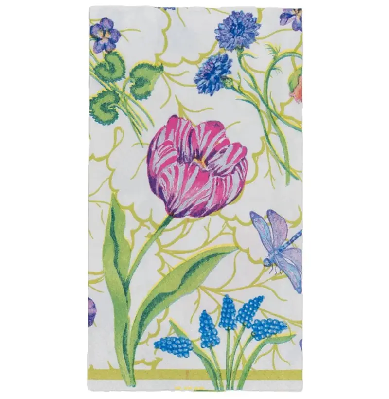 Caspari Floral Majolica Guest Towel Napkins (15-Pack) 1