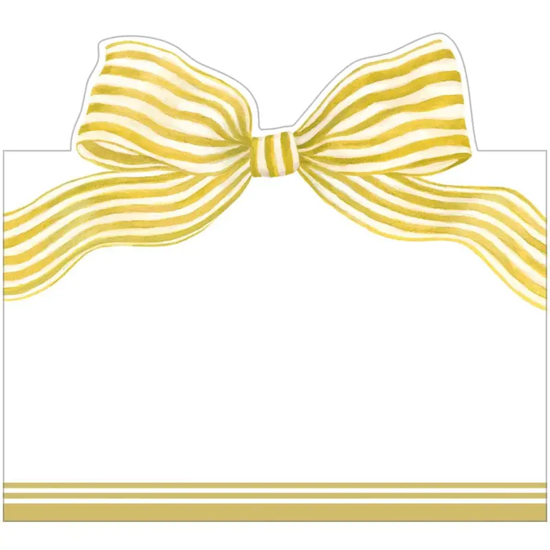 Caspari Gold Striped Foil Bow Place Cards – Metallic Holiday Accent, 8-Pack 1