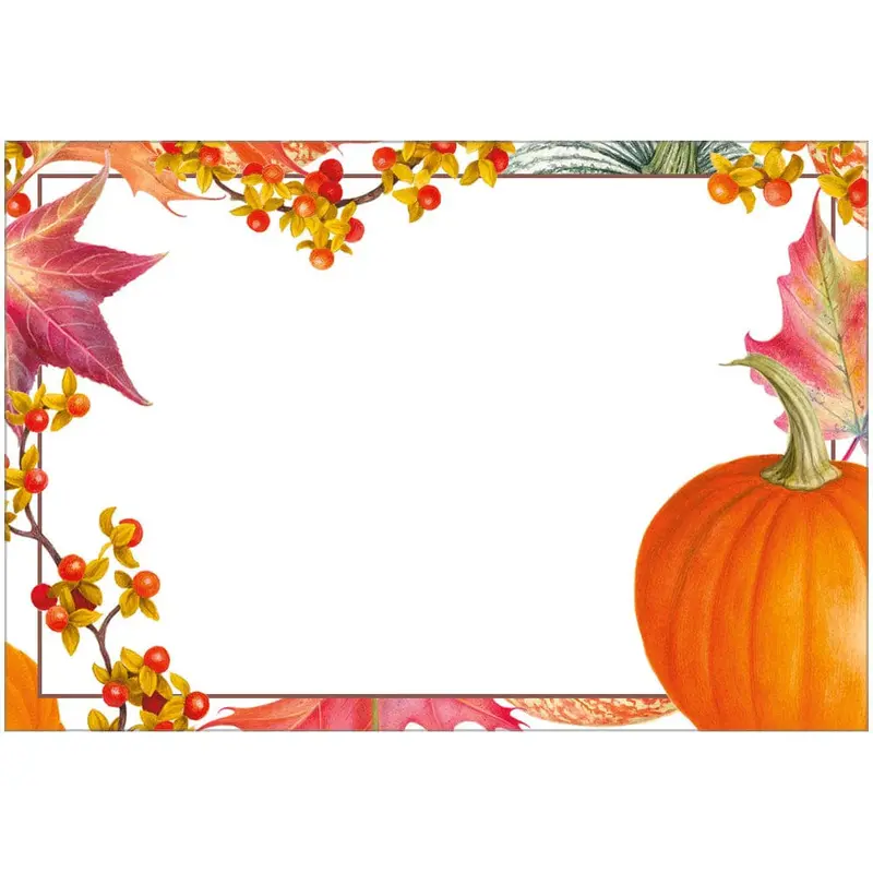 Caspari Gourd & Botanical Leaf Place Cards – Seasonal 8-Piece Collection 1