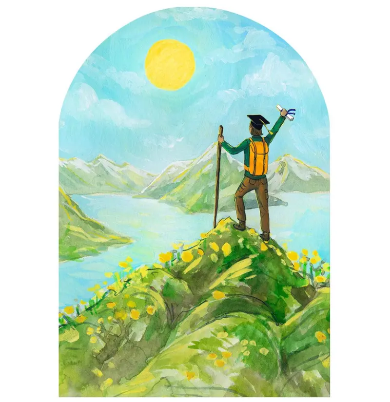 Caspari Graduation Greeting Card – At The Peak Die-Cut Theme With Envelope 1