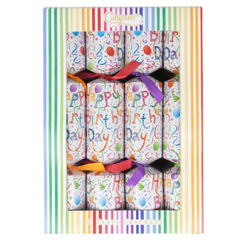 Caspari Happy Birthday Celebration Crackers – 8-Piece Party Set 1