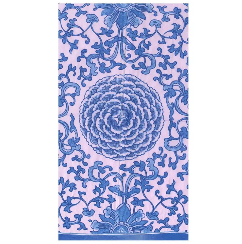 Caspari Indigo Garden Blue & Pink Guest Towel Napkins (15-Pack) 1