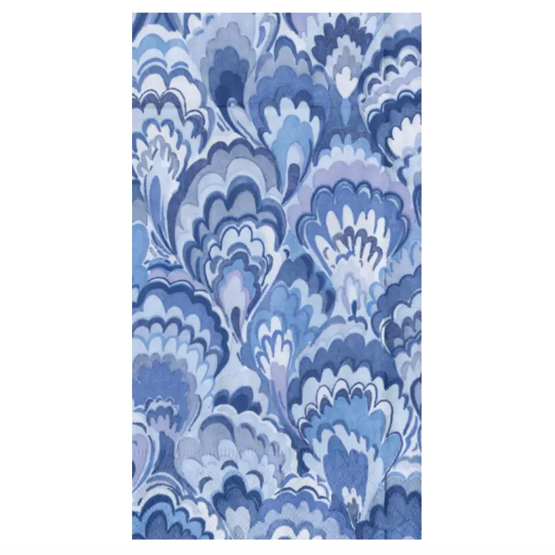 Caspari Marbled Ceramica Indigo Guest Towels – Artisan-Inspired Paper Towels (15 Count) 1