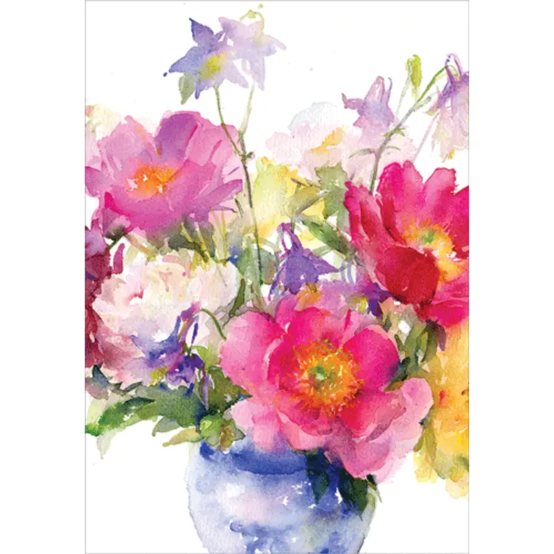 Caspari Mother’S Day Floral Card – Bouquet In Vase Design With Envelope 1