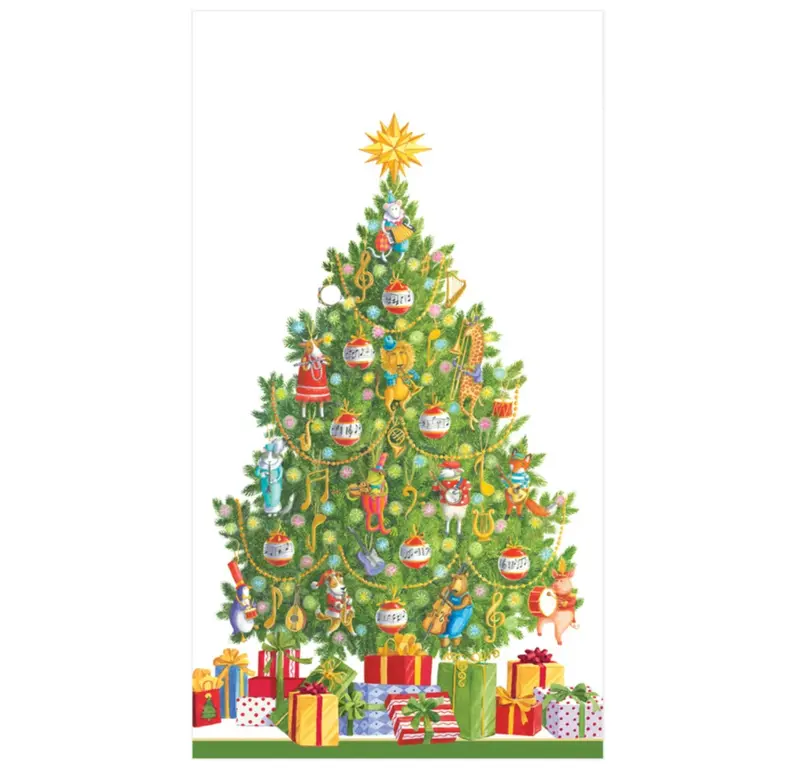 Caspari Musical Holiday Tree Guest Towels – Set Of 15 1