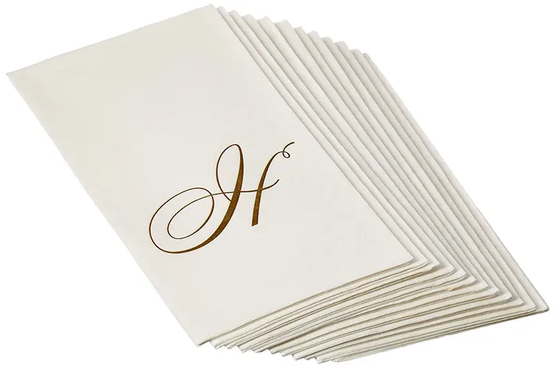 Caspari Pearl-Embossed Initial Guest Towels (24-Pack) 1