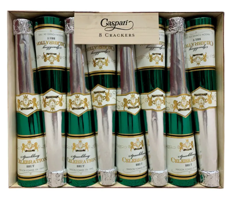Caspari Sparkling Wine Bottle Cone Crackers – Festive 8-Piece Set 1