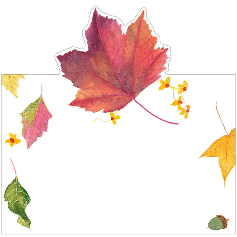 Caspari Swirling Leaves White Place Cards – Sophisticated 8-Pack 1