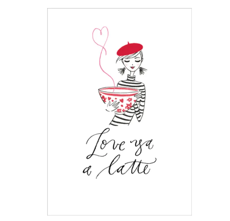 Caspari Valentine'S Card: 'Love Ya A Latte' With Coordinating Envelope 1