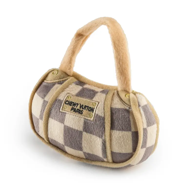 Chewy Vuiton Bag Plush Dog Toy – Designer-Inspired Pet Chew 1