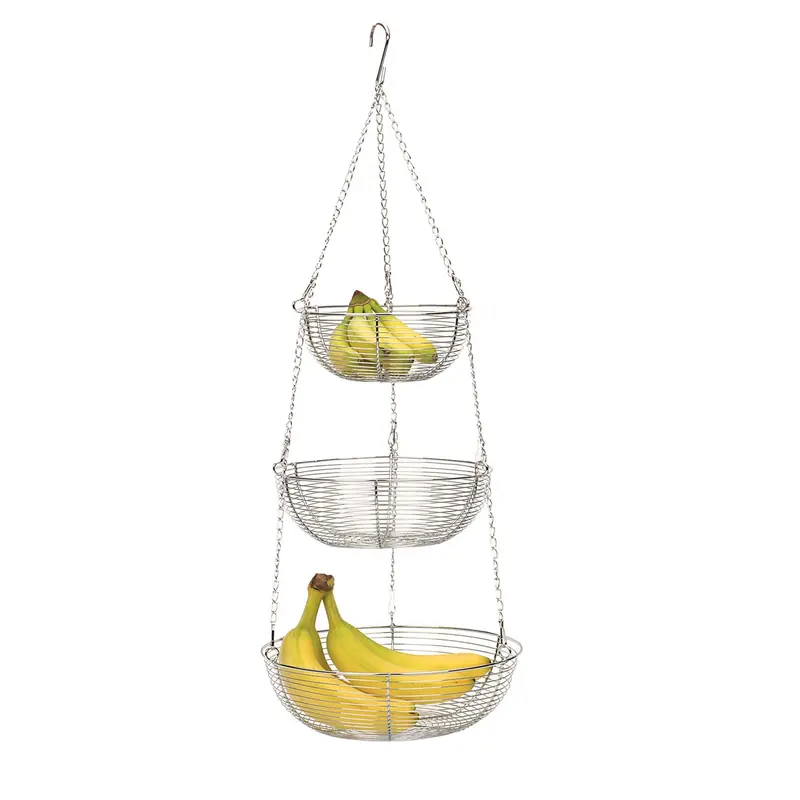 Chrome Woven Wire Hanging Storage Basket 1