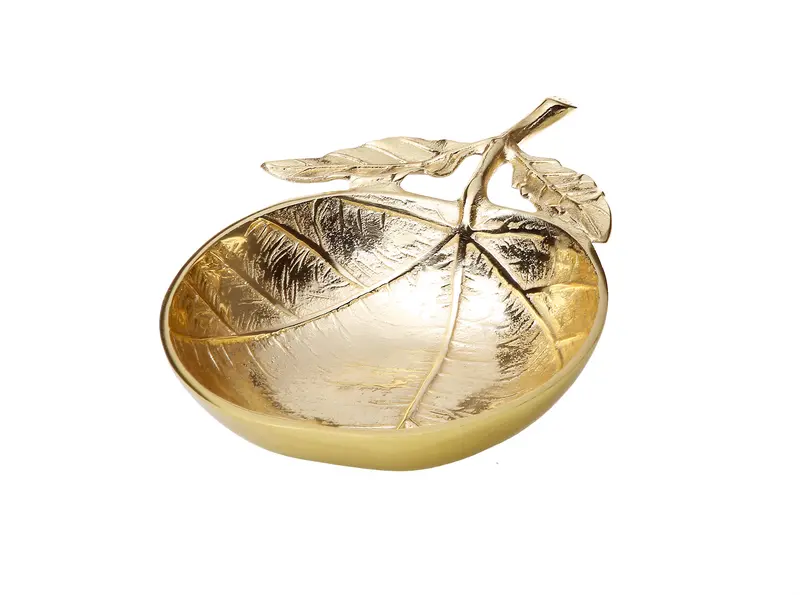 Classic Touch Gold-Finished Stainless Steel Leaf Dish 1