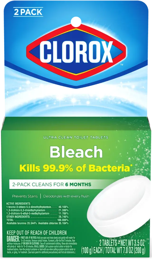 Clorox Automatic Toilet Bowl Cleaner Tablets With Bleach – 2-Count Pack 1