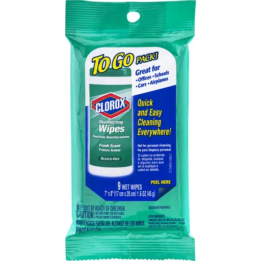 Clorox Disinfecting Wipes To-Go Pouches – Fresh Scent, 9-Pack 1