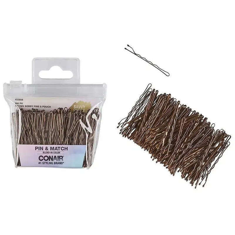 Conair Brown Bobby Pins Set – 200-Piece Hair Accessories With Storage Pouch 1