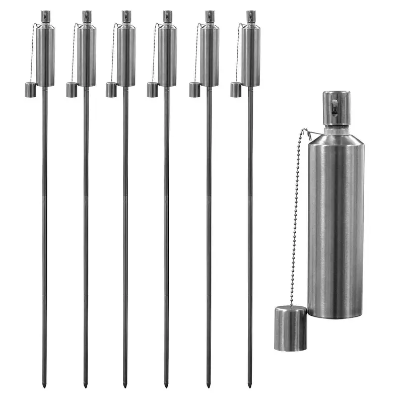 Contemporary Round Metal Fire Torches – 1.46M Height, Six Included 1