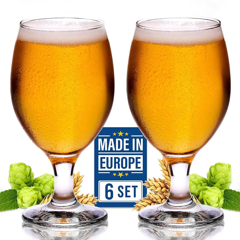 Crystalia Toledo Craft Beer Glasses – Set Of 6, Crystal-Clear Glassware 1