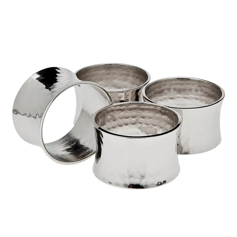 Curved Hammered Metal Napkin Rings (Set Of 4) 1