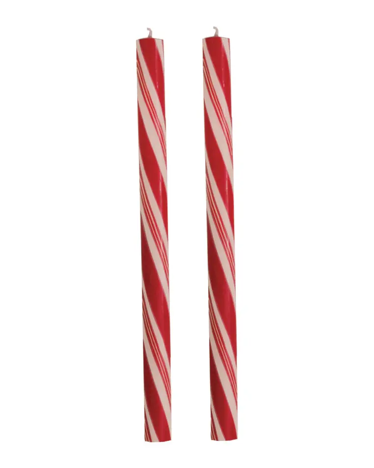 Dadant Holiday Candy Cane Candles – Red & White Striped, 12-Inch Taper, 2-Pack 1