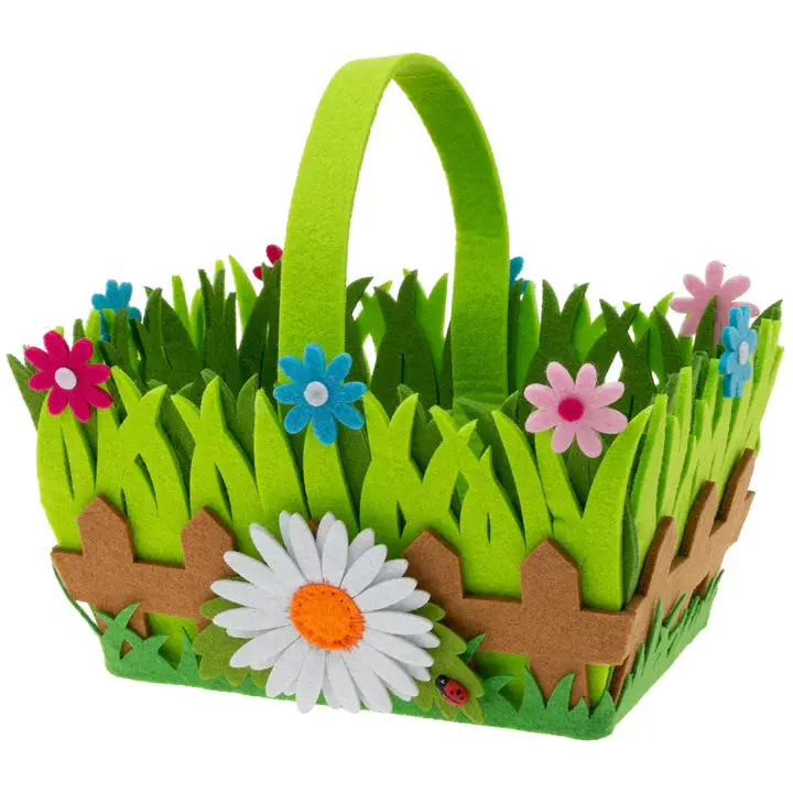 Daisy Flower Picket Fence Basket – Woven Garden-Style Decorative Container 1