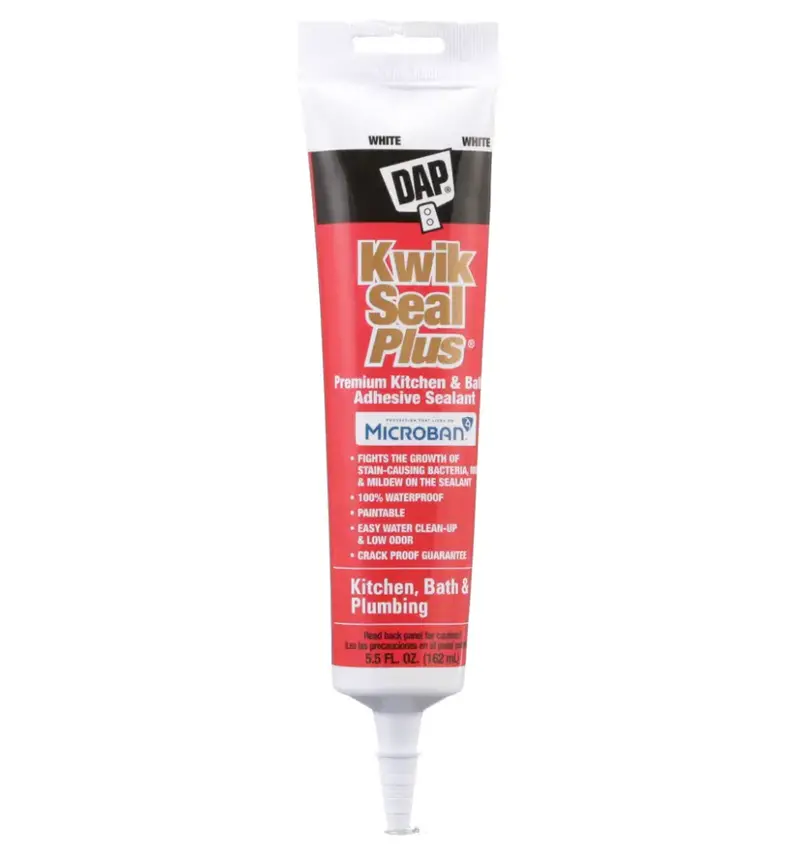 Dap Kwik Seal Plus With Microban Antimicrobial Protection – White Kitchen & Bath Caulk (5.5 Oz) 1