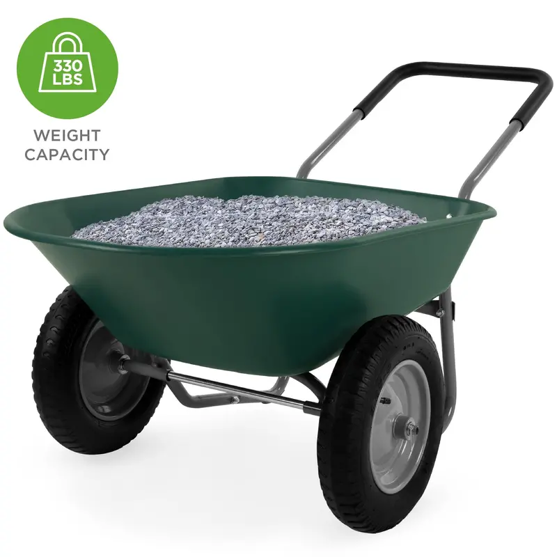 Dual-Wheel Garden Wheelbarrow With Reinforced Steel Tray And Ergonomic Handles 1