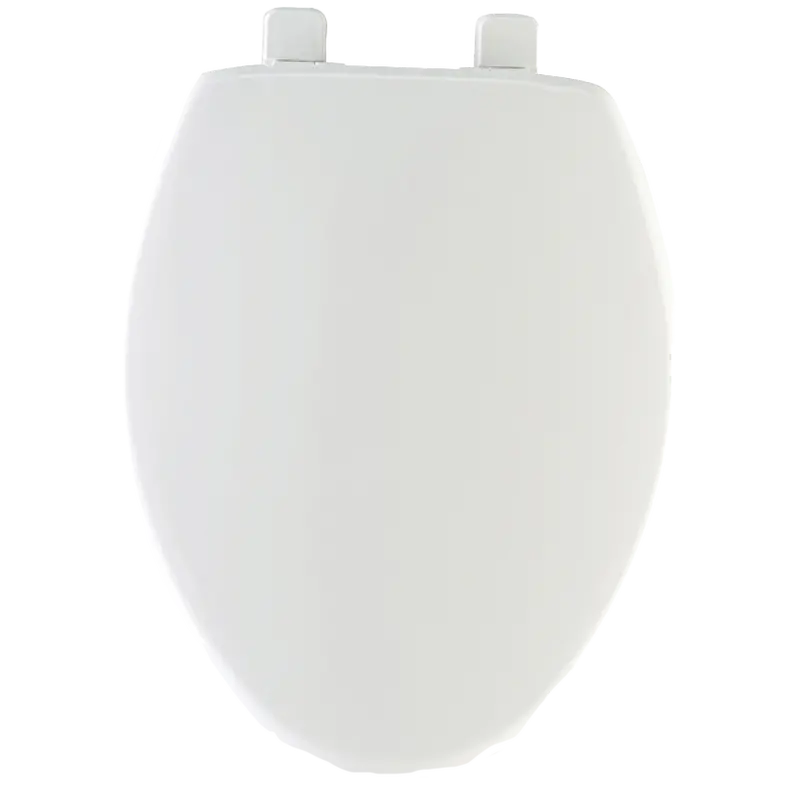 Elongated Whisper-Close Toilet Seat – White Plastic With Hex-Tite Hinges 1