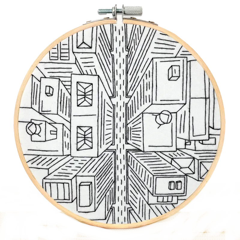 Embroidery & Sage Bird’S Eye View Nyc Embroidery Kit – Aerial Cityscape Design 1